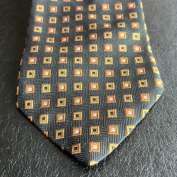 Ferrell Reed Black, Gold & Rust Silk Tie - Picture 1 of 5